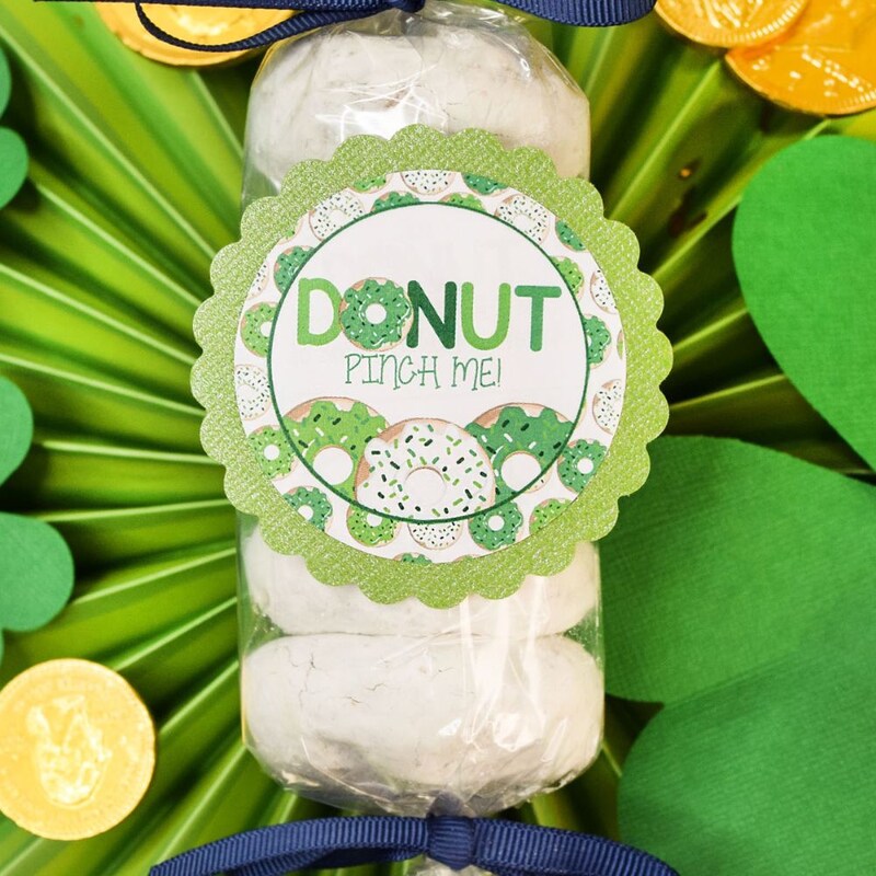 Donut Pinch Me St. Patrick's Day Party Favor Stickers